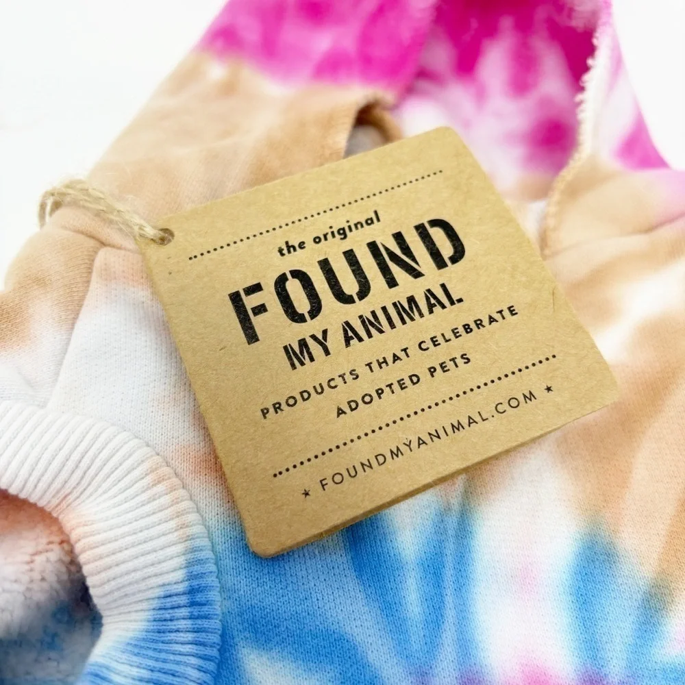 New FOUND MY ANIMAL Multicolor Tie Dye Hoodie Cotton Fleece Size Medium